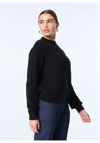 Sisley Yün Karışımlı Düşük Omuz Normal Kesim Kazak Kadın Siyah Kazak - 324a136wm105b