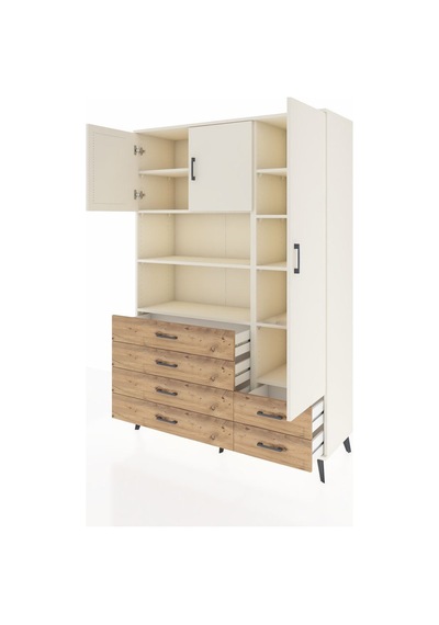 Hyperion Dolap 9 Raflı 6 Çekmeceli 3 Kapaklı 132x44x195 Aytaşı-aytaşı/çam Aytası/atlas Çam