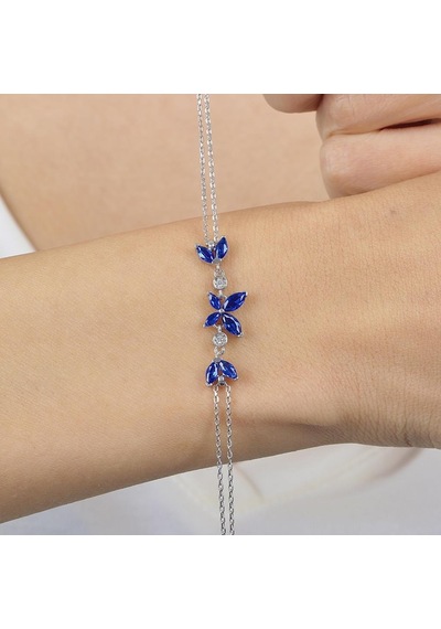 Safir Taşlı Kelebek Zarafeti Gümüş Bileklik