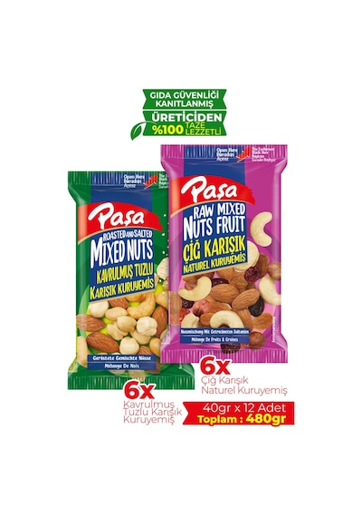 Paşa Kuruyemiş Karışık Süper Mix Kuruyemiş 12 x 40 G