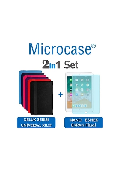 Apple Uyumlu iPad 9.7 2018 Delüx Serisi Universal Standlı Deri Kılıf + Nano