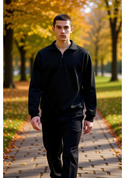 Benerly Erkek Dik Yaka Standart Kol Regular Kalıp Sweatshirt Fonksiyonel Gri Melanj