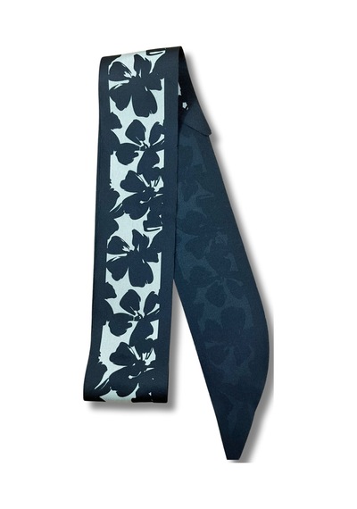 Tarzını Seç Siyah Çiçek Fular Bandana Estascarf 100x6,5 Cm