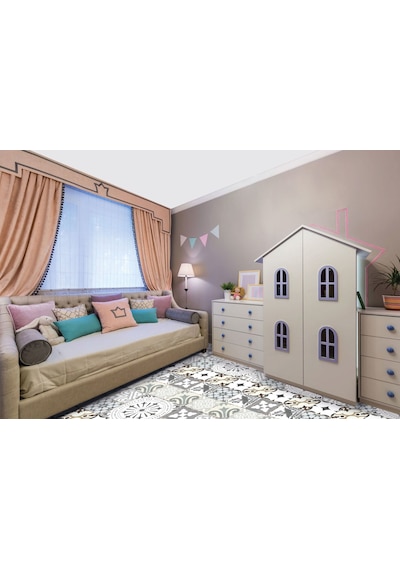 Kendinden Yapışkanlı İngiliz Desenli Pvc Karo 10x10 Cm 5 Li Paket