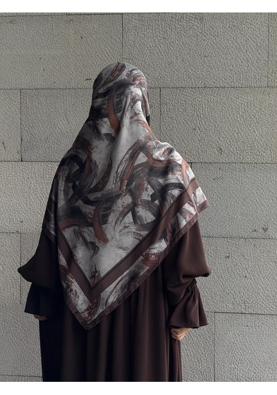 Qalortex Scarf Pamuklu Soft Fırça Desen Eşarp-kahve