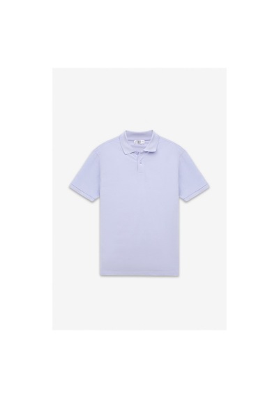 Süvari Açık Lila Slim Düz Nakışlı Pike Düğmeli Polo Yaka Tişört Ts1014000474-mr1