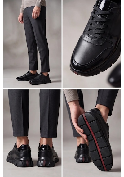 Monolithduo - Hakiki Deri Kalın Segment Tabanlı Bağcıklı Erkek Sneaker Ayakkabı, Parlatılmış Der... siyah Monolithduo - Hakiki Deri Kalın Segment Tabanlı Bağcıklı Erkek Sneaker Ayakkabı, Parlatılmış Der... siyah