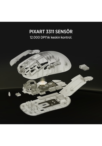James Donkey Jdm11 Paw3311 12.000dpı Triple Mode Kablolu/bluetooth/2.4g Beyaz Gaming Mouse