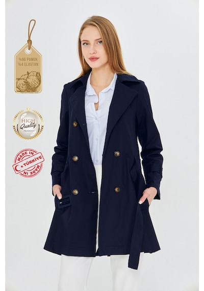 Pastelastore Esnek Pamuk Gabardin Kısa 80cm Omuz Apoletli Kemerli Kadın Trençkot 1120 Lacivert Pastelastore Esnek Pamuk Gabardin Kısa 80cm Omuz Apoletli Kemerli Kadın Trençkot 1120 Lacivert