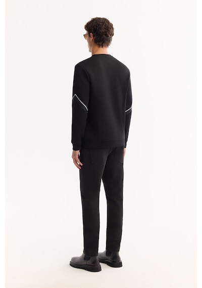 Avva Erkek Siyah Bisiklet Yaka Pamuklu Bi-stretch Baskılı Regular Fit Sweatshirt A52y1258