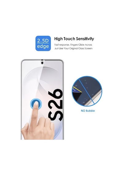 Samsung Galaxy S26 İle Uyumlu Ekran Koruyucu Şeffaf Temperli Kırılmaz Cam Ekran Koruyucu 3 Adet