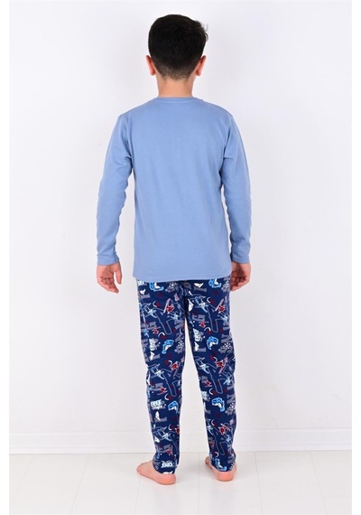 Vitmo Erkek Çocuk Winter Games Uzun Kollu Pijama Takımı Mavi