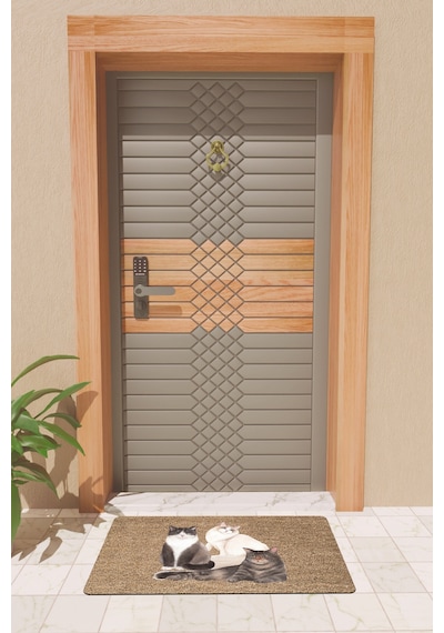 Rugmood Modern Dijtal Baskı Güzel Kediler Kapı Önü Paspası Çok Renkli