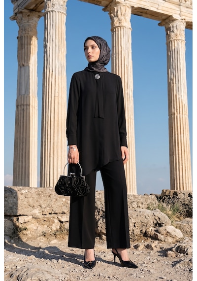 Avenna Asimetrik Kesim Bağlama Detaylı Tunik Geniş Paça Pantolon İkili Takım Siyah 26ka610 Avenna Asimetrik Kesim Bağlama Detaylı Tunik Geniş Paça Pantolon İkili Takım Siyah 26ka610