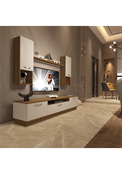 Decoraktiv Trendstyle 5da Mdf Tv Ünitesi Tv Sehpası - Pera Beyaz Meşe - Beyaz