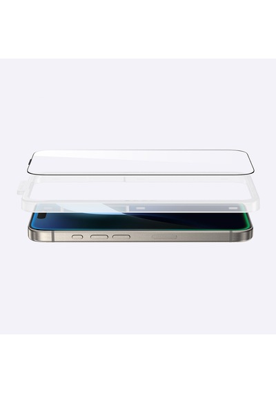 Apple Uyumlu   iPhone 16 Plus Amazingthing Titan Şeffaf Hd Görünümlü Temperli Cam Ekran Koruyucu Siyah