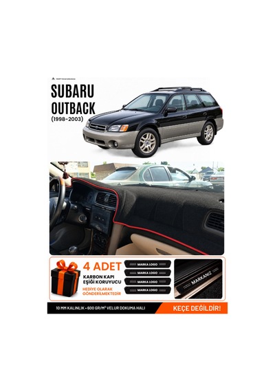 Subaru Outback 1998-2003 Uyumlu Torpido Örtüsü, Torpido Kılıfı - Siyah-kırmızı - Su006