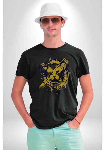 Sebep Olmadan Mutlu Ol Unisex Unisex Siyah Organik Baskılı T-shirt Penye Yüksek Kalite Siyah