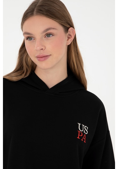U.S. Polo Assn. Kadın Siyah Kapüşonlu Sweatshirt 50291265-VR046