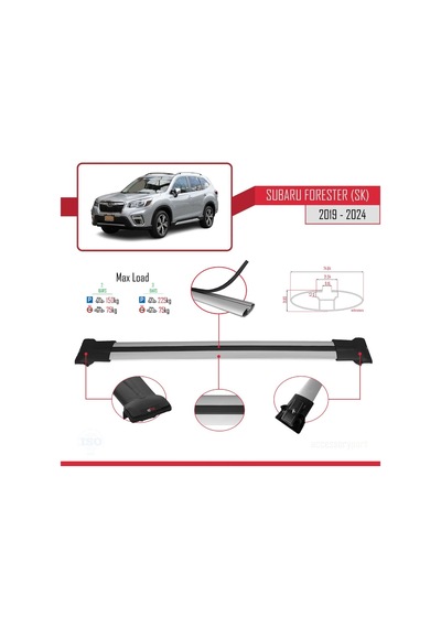 Subaru Forester Sk 2019 Ve Sonrası İle Uyumlu Fly Model Ara Atkı Tavan Barı Gri