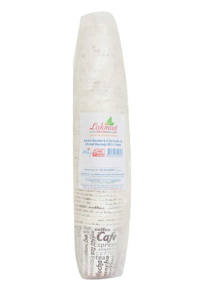 Karton Bardak 6.5 Oz Kullan At Çay Kahve Sıcak Kağıt Otomat Bardağı 50 Li 1 Paket