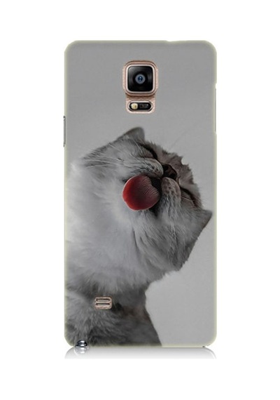 Samsung Galaxy Note 4 Uyumlu Dilini Çıkaran Kedi Desenli Silikon Kılıf