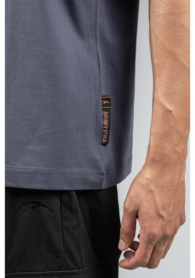 Maraton Sportswear Oversize Erkek Bisiklet Yaka Kısa Kol Basic Antrasit T-shirt 23246-antrasit