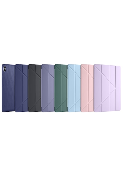 Samsung Galaxy Tab S11 Ultra Uyumlu Kılıf Tri Folding Kalem Bölmeli Katlanabilir Standlı Pu Yumuşak Kapak Kapaklı Kılıf