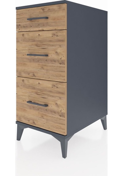 Kronos Komodin 3 Çekmeceli 44x59x96 Antrasit-çam Antrasit