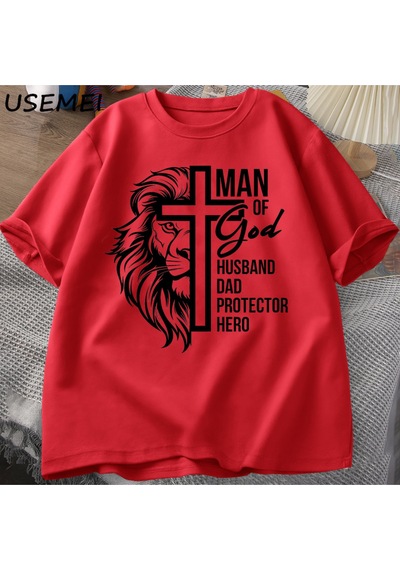 Flood Of Style Adam Tanrı T Shirt Kadın Hıristiyan Baba T-shirt Koca Babalar Günü Tshirt Rahat Pamuk Kısa Ko Kırmızı