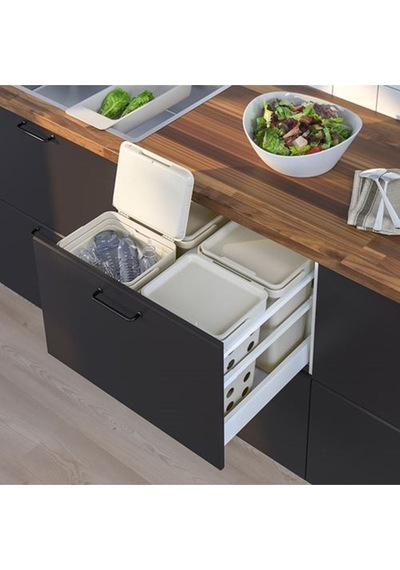 Hallbar Çöp Ayırma Çözümü Beyaz-açık Gri +set 40 Litre Gri