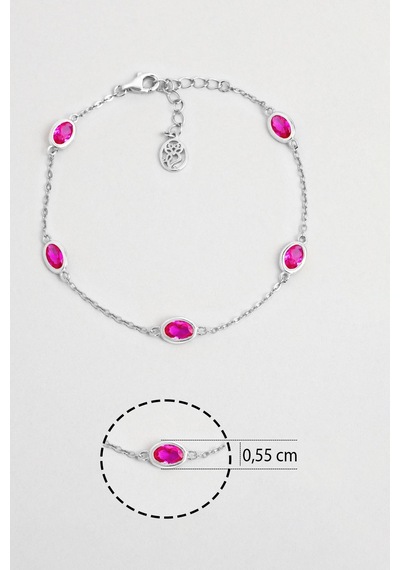 Pembe Rüya 18 Ayar Sarı Altın Kaplama 19 Cm Gümüş Minimal Bileklik Beyaz