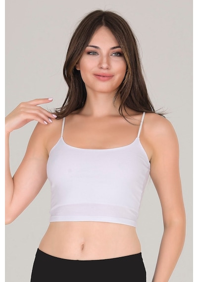 Sensu Kadın Ip Askılı Beyaz Crop Büstiyer - Bst1002 Beyaz