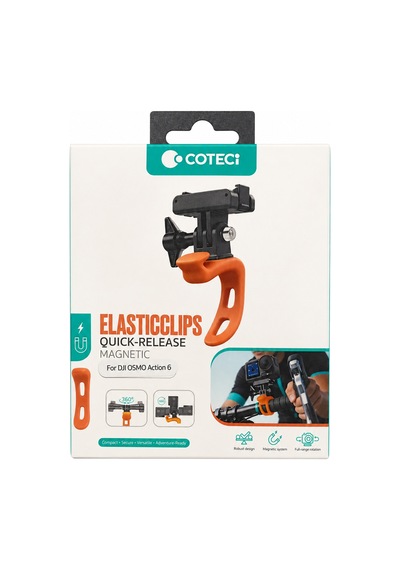 Djı Osmo Action 6 Uyumlu 360 Dönen Manyetik Quick Release Kamera Klipsi Elastik Bisiklet Tutucu Siyah