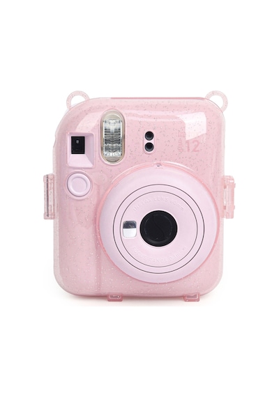Fujifilm Instax Mini 12 Fotoğraf Makinesi + 20'li Film + Kıskaçlı Stand + pvc Albüm + Simli Pleksi Kılıf Seti Pembe