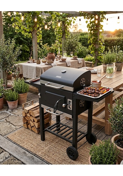 Zln3584 Kömürlü Mangal & Barbekü Pazlanmaz Çelik, Kademeli Isı, Taşınabilir Siyah