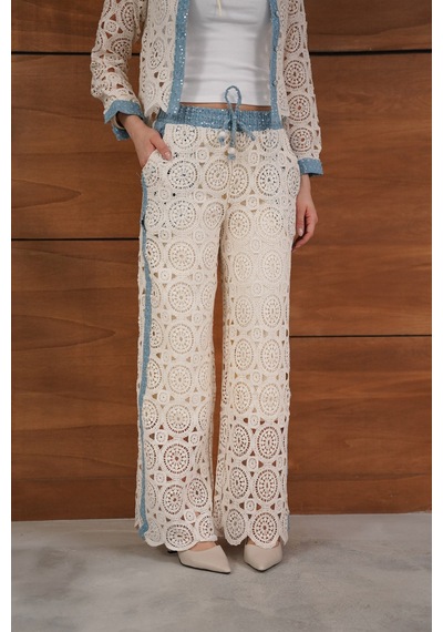 Verymoda Kot Detaylı Dantel Pantolon F1759 Ham