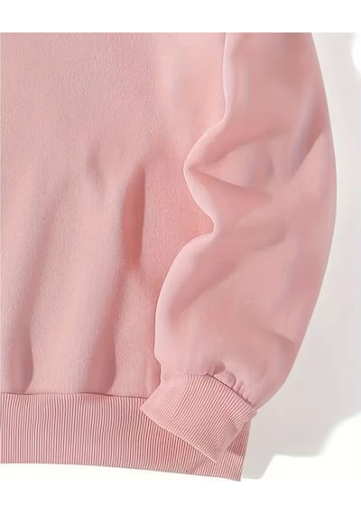 Nevermind Sevgili Kombin Hoodie Ayıcık Baskılı Kalpli Çift Sweatshirt Uni Pembe