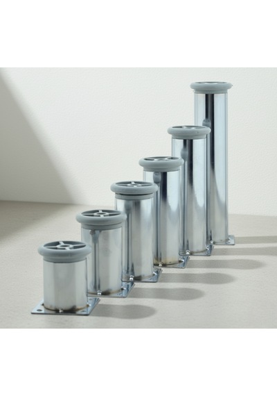 Ludıa 6 Farklı Ölçüde Metal Ayarlanabilir Tablalı Mobilya Ayağı 6cm,8cm,10cm,12cm,15cm,20cm Gri