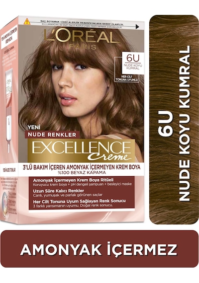 L'Oréal Paris L'Oréal Paris Excellence Creme Nude Renkler Saç Boyası – 6U Nude Koyu Kumral Diğer
