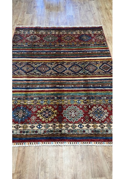 El Dokuma Afgan Halısı Çok Renkli