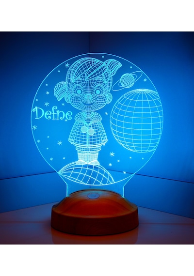 3D Led Lamba 3 Boyutlu Küçük Kız Kişiye Özel Hediye Gecelambası