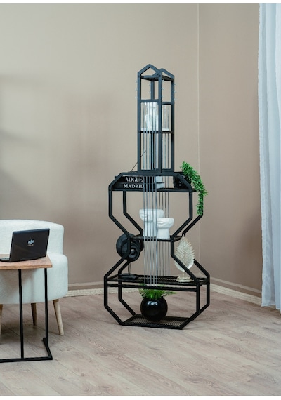 Metal Raflı Modern Gitar Kitaplık Salon Düzenleyici Çalışma Odası Dekoratif Mutfak Raf Ünite Siyah Metal Raflı Modern Gitar Kitaplık Salon Düzenleyici Çalışma Odası Dekoratif Mutfak Raf Ünite Siyah