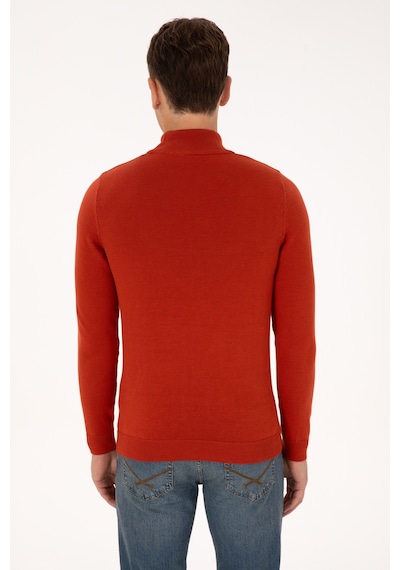 U.S. Polo Assn. Erkek Slim Fit Yarım Balıkçı Yaka Kiremit Basic Kazak 50307783-VR031 U.S. Polo Assn. Erkek Slim Fit Yarım Balıkçı Yaka Kiremit Basic Kazak 50307783-VR031