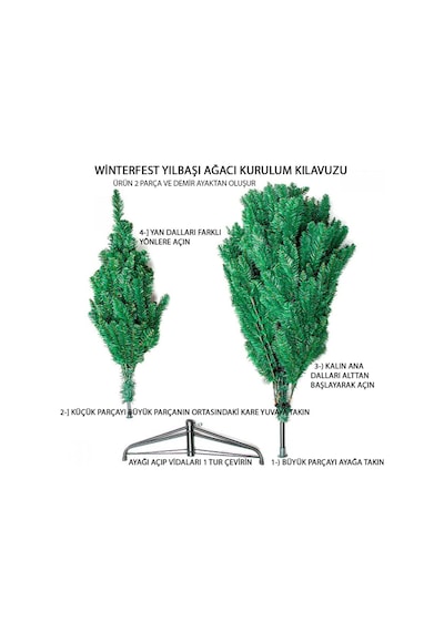 Yılbaşı Çam Ağacı Lüx 180 Cm 580 Gür Dal Demir Ayaklı