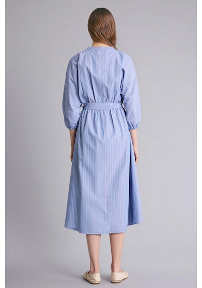 Defacto Poplin Çizgili Midi Elbise H0110ax26spbe196 Mavi-be196