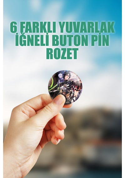 Owari No Seraph Seraph Of The End: Vampire Reign Çanta Süsü Rozet İğneli Buton Rozet Seti 6 Adet Çok Renkli