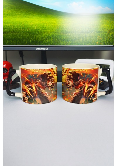 Gaming Genshin İmpact Baskılı Seramik Lüks Kupa 1 Adet Özel Siyah Kulp Dalga Kulp V1d Çok Renkli