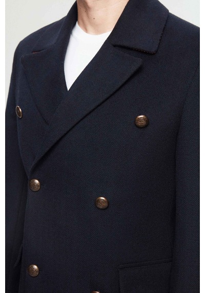 D's Damat Ds Damat Regular Fit Lacivert Balıksırtı Palto 3hf0877300021 Lacivert