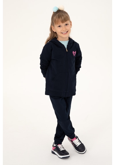 U.S. Polo Assn. Kız Çocuk Lacivert Fermuarlı Basic Sweatshirt 50296390-VR033